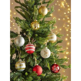 Very Home Set Of 9 Glass Luxe Christmas Tree Baubles - Red/Gold