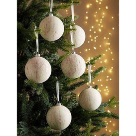 Very Home Set Of 6 Marbled Christmas Tree Ornaments - Pink