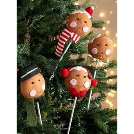 Very Home Set Of 4 Gingerbread Christmas Tree Picks