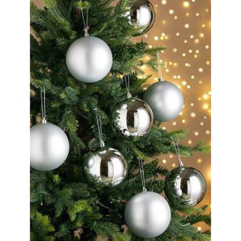 Set Of 8 Jumbo Christmas Tree Baubles - Silver