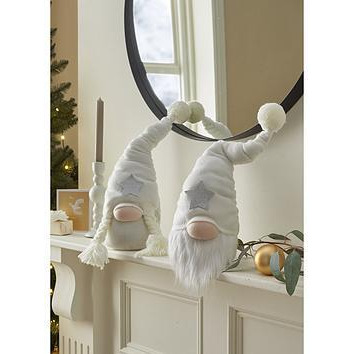 Very Home Set Of 2 Winter White Gonk Christmas Decorations