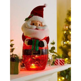 Festive Battery Operated Lit Glass Santa Christmas Decoration