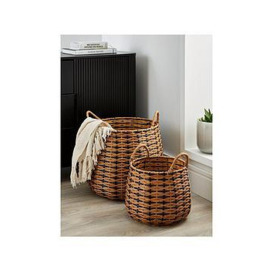 Very Home Set Of 2 Black/Natural Round Basket