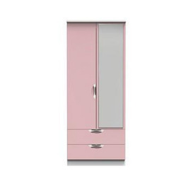 SWIFT Alva Ready Assembled 2 Door, 2 Drawer Gloss Mirrored Wardrobe - Pink, Pink