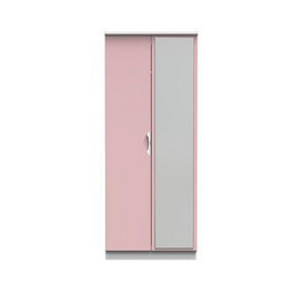 SWIFT Alva Ready Assembled 2 Door Gloss Mirrored Wardrobe - Pink, Pink