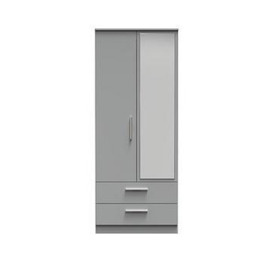 SWIFT Logan Ready Assembled 2 Door, 2 Drawer Mirrored Wardrobe - Grey, Grey