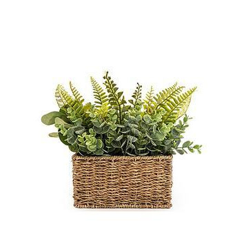 Very Home Faux Green Ferns In Seagrass Basket