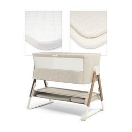 Mamas & Papas Lua Bedside Crib Fawn Bundle- Oat, Oatmeal