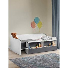 Julian Bowen Stella Low Sleeper Bed with Shelves and Drawers - Charcoal, Charcoal