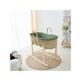 Clair De Lune Palm Moses Basket with Rocking Stand - Forest Green, Forest Green