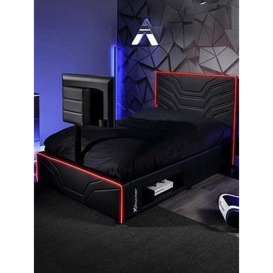 X Rocker Oracle Neo Fibre Esport Upholstered Single TV Bed Frame with LED Lights - fits up to 32 inch TV, Black