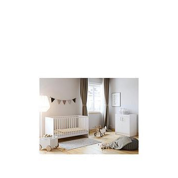 Little Acorns Santorini Cot Bed & Changer Set - White, One Colour