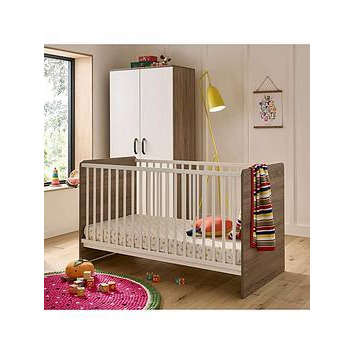 CuddleCo Enzo Cot Bed - Oak and White, One Colour