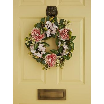 Very Home 20-Inch Spring Wreath With Peonies And Leaves