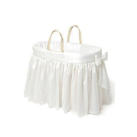 Clair De Lune Windsor Traditional Palm Moses Basket - With Natural Rocking Stand, White