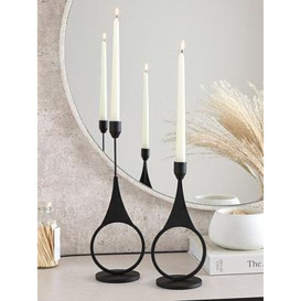 Michelle Keegan Home Set Of 2 Black Abstract Candle Holders