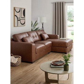 Very Home Arden Right Hand Leather Corner Chaise Sofa - Brown