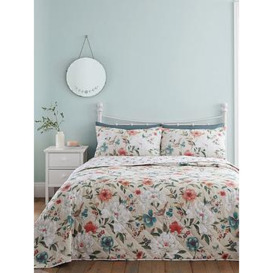 Catherine Lansfield Pippa Floral Birds Bedspread Throw