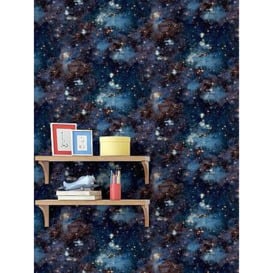 ARTHOUSE Stardust Charcoal/blue Wallpaper, Blue