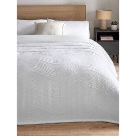 Very Home Quilted Wave Bedspread Throw - White