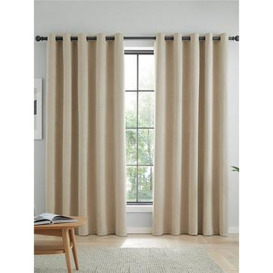 Catherine Lansfield Wilson Thermal Blackout Eyelet Curtains - Natural