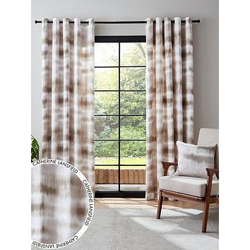 Catherine Lansfield Ombre Texture Thermal Eyelet Curtains - Natural