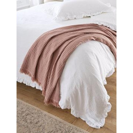 Very Home Textured Waffle Cotton Bedspread Throw &Ndash Pink