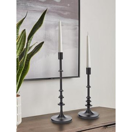 Very Home Set Of 2 Black Metal Candle Holder