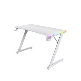Trust Gxt709W Luminus White Gaming Desk With Adjustable Rgb Led Lighting