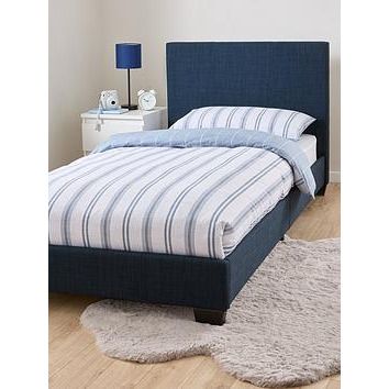 Everyday Riley Fabric Single Bed Frame with Mattress Options (Buy & SAVE!) - Blue - Bed Frame With Standard Mattress, Blue