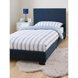 Everyday Riley Fabric Single Bed Frame with Mattress Options (Buy &amp SAVE!) - Blue - Bed Frame With Premium Mattress, Blue