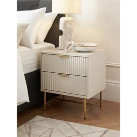 Very Home Cora 2 Drawer Bedside Chest - Ivory/Brass