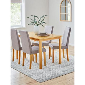 Very Home Primo 120 Cm Dining Table + 4 Fabric Chairs - Wood/Grey