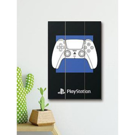 Playstation Bold Controller Print On Wood, Multi