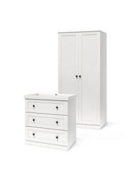 Silver Cross Bromley White - 2 Piece Set (Dresser and Wardrobe), White