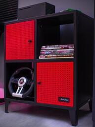 X Rocker MESH-TEK Square Display cabinet with 4 cube storage, Black/Red