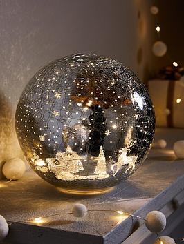 Festive 20Cm Battery Operated Lit Crackle Effect Reindeer Ball Christmas Decoration