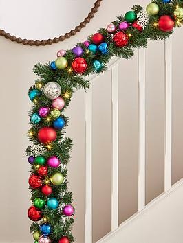 Very Home Bright Coloured Pre Lit Bauble Christmas Garland