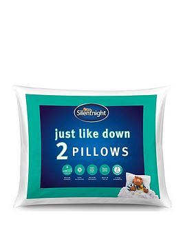 Silentnight Just Like Down Overlocked Pillow - 2 Pack - White