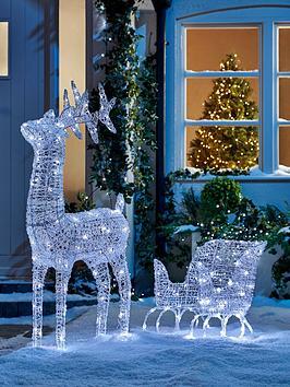 Very Home Large Acrylic Reindeer And Sleigh Light Up Outdoor Christmas Decoration
