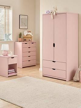 Very Home Aspen 3 Piece Bedroom Furniture Set - 2 Door, 2 Drawer Wardrobe, 4 + 2 Chest And Bedside Table - Pink