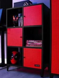 X Rocker MESH-TEK Tall display cabinet with 6 cube storage, Black/Red