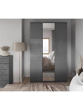 The Very Collection Prague Gloss 3 Door Mirrored Wardrobe