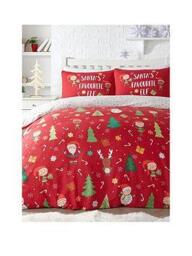 Fusion Elf And Santa Christmas Duvet Cover Set - Red