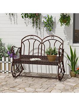 Outsunny Iron Rocking Chair - Bronze/Red