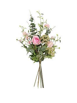 Gallery Direct Pink Faux Floral Wrapped Bouquet 650X370Mm