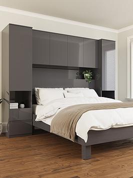 Very Home Layton Gloss Overbed Unit - Grey Gloss - Fsc&Reg Certified
