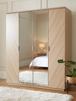 Very Home Kentford 4 Door Mirrored Wardrobe - Oak