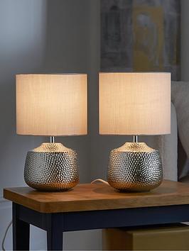 The Very Collection Set Of 2 Hammer Metal Touch Table Lamps