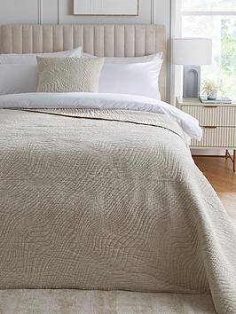 Very Home Natural Luxe Washed Polylinen Quilted Bedspread Throw